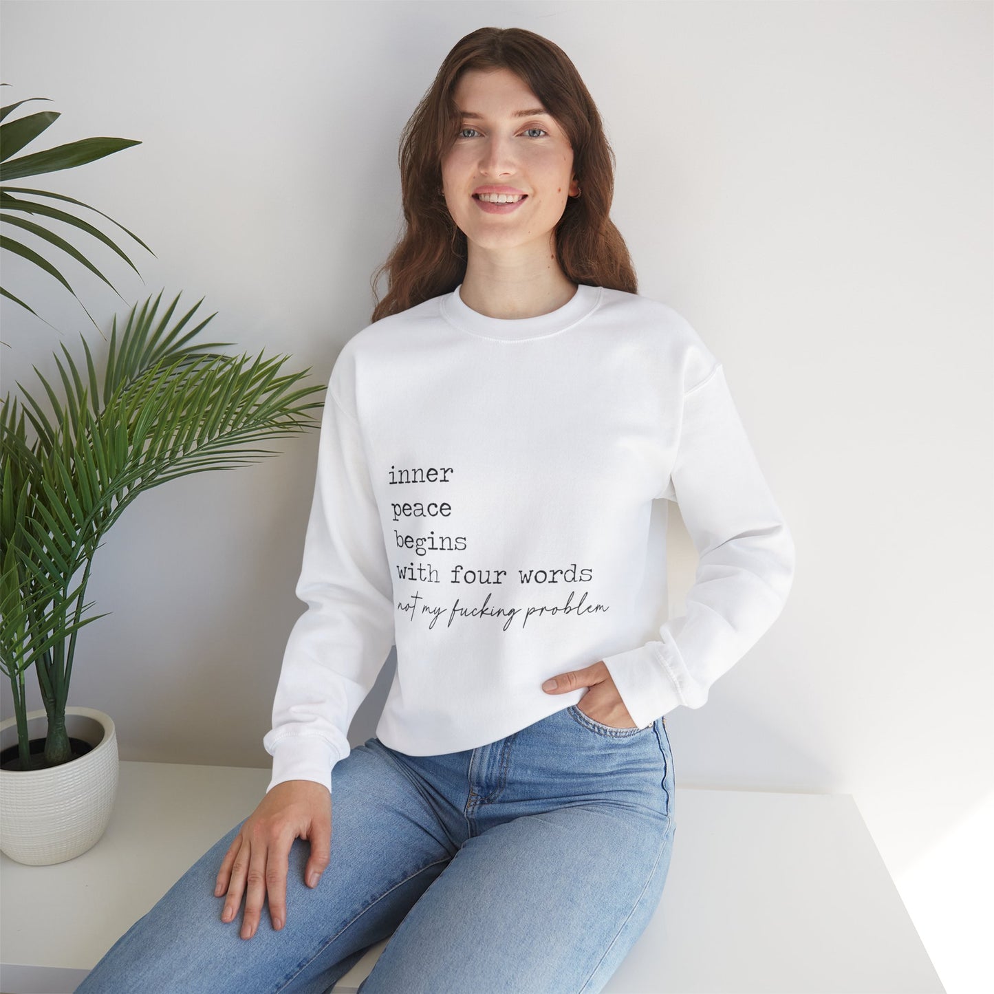 Inner Piece Begins Heavy Blend™ Crewneck Sweatshirt Front and Back