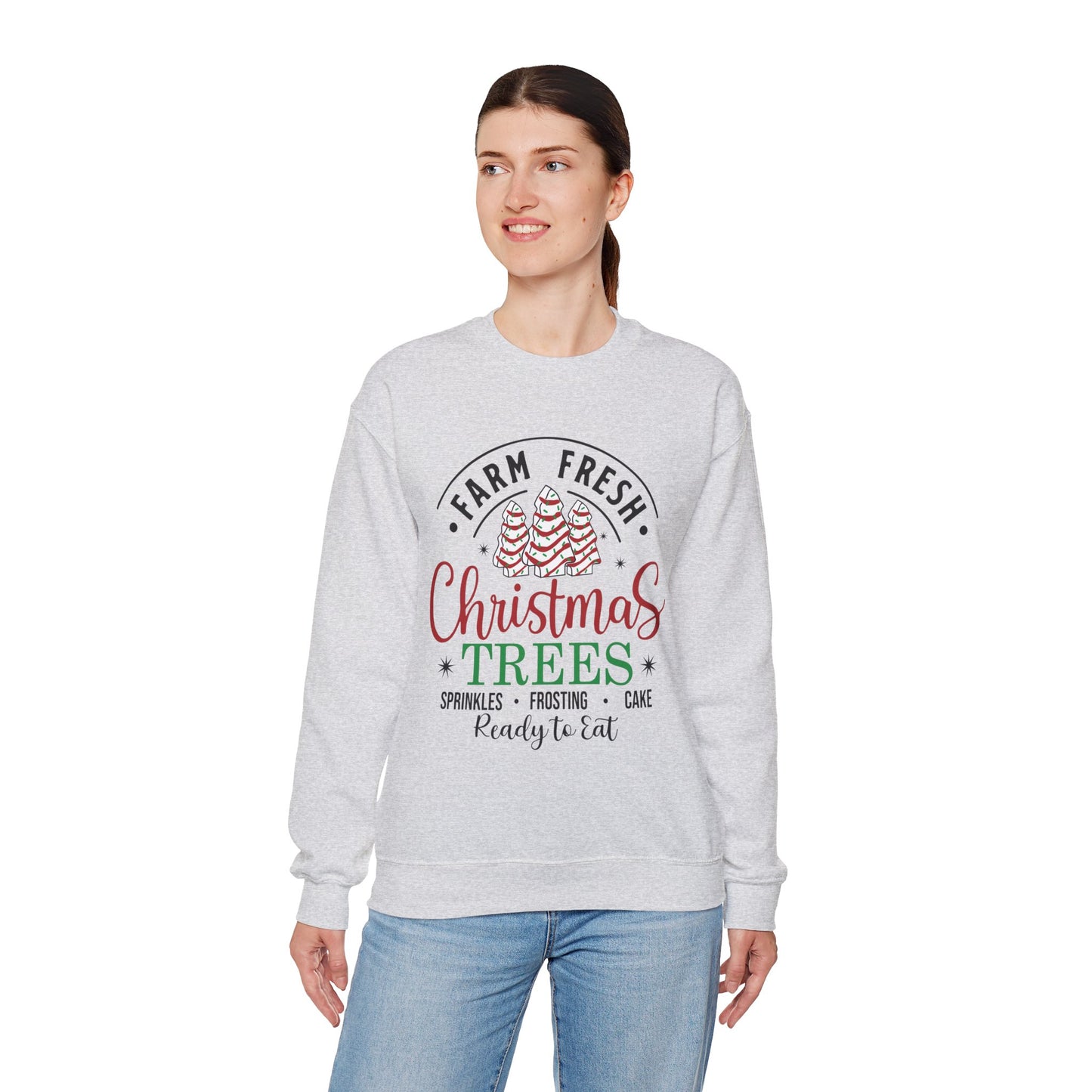 Christmas Tree Farm Heavy Blend™ Crewneck Sweatshirt Front and Back