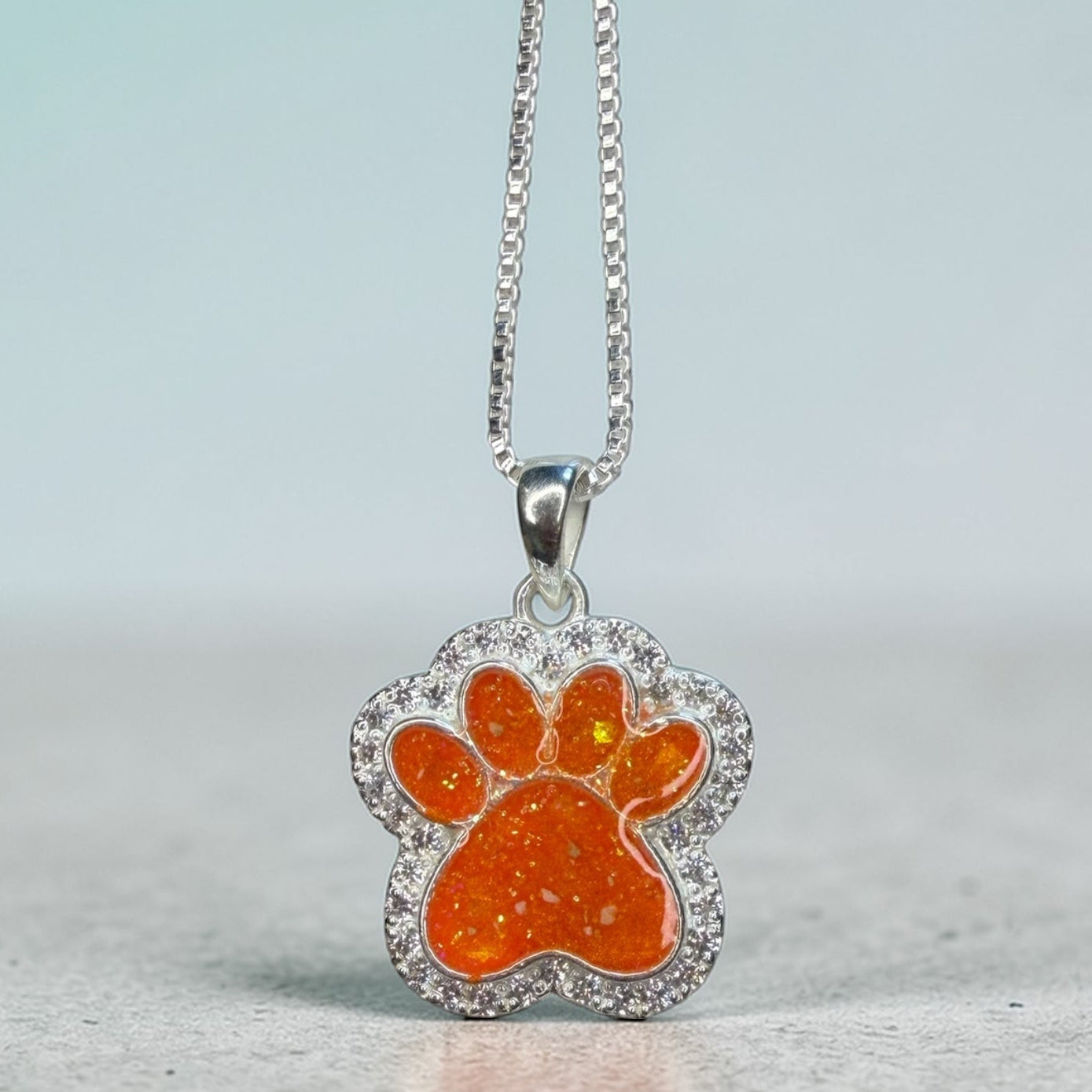 Pet Diamond Paw Print Necklace
