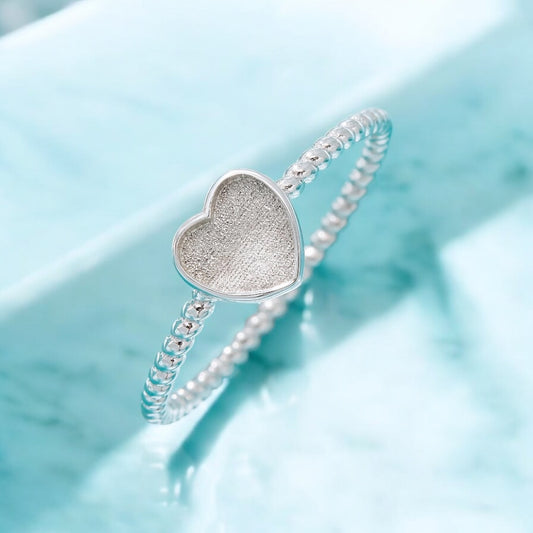 Honor Beaded Heart Sterling Silver Ring