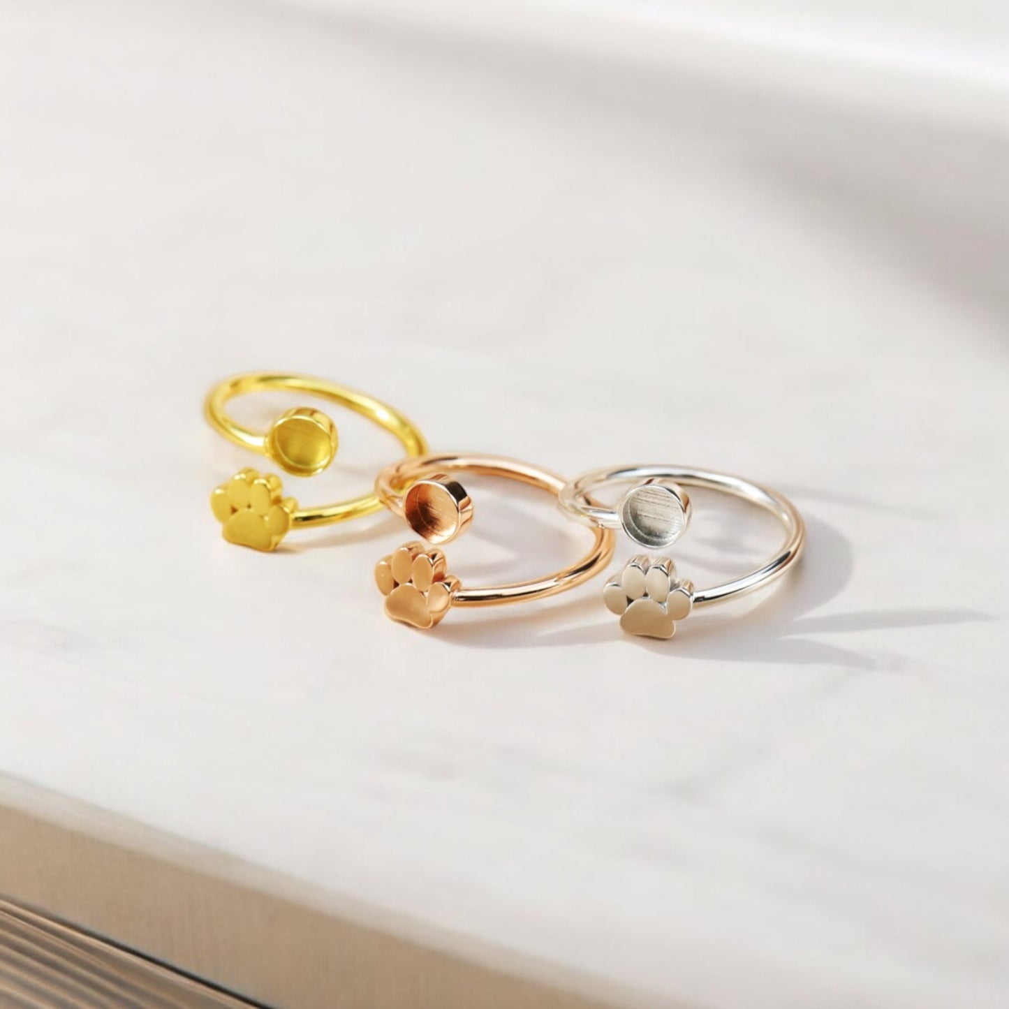 Pet Paw Print Circle Sterling Silver Ring