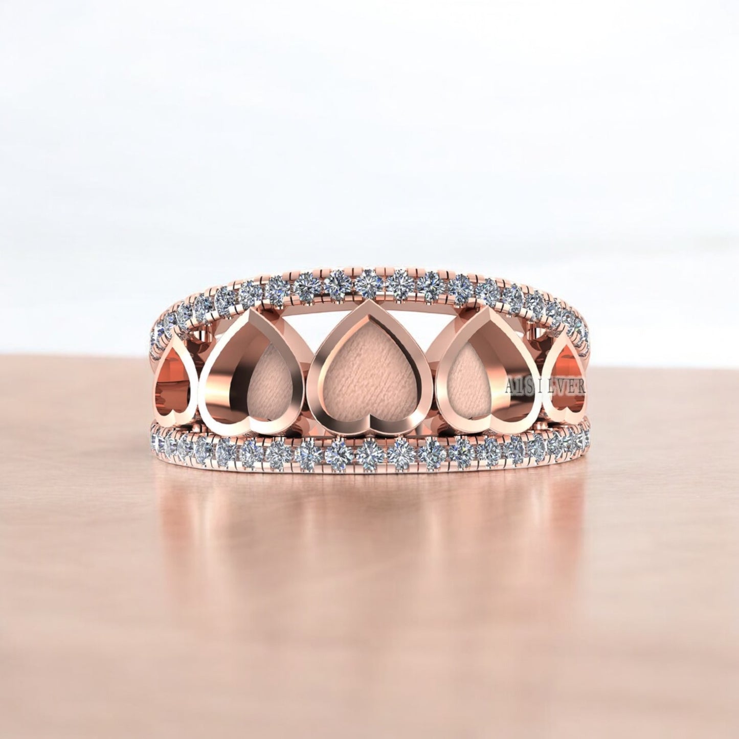 Heart Band Sterling Silver Ring