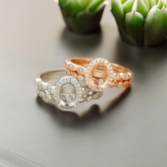 Ocean +Antique Band Sterling Silver Ring