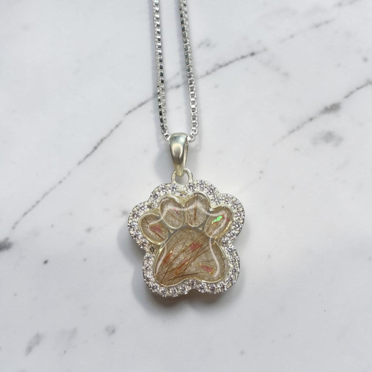 Pet Diamond Paw Print Necklace