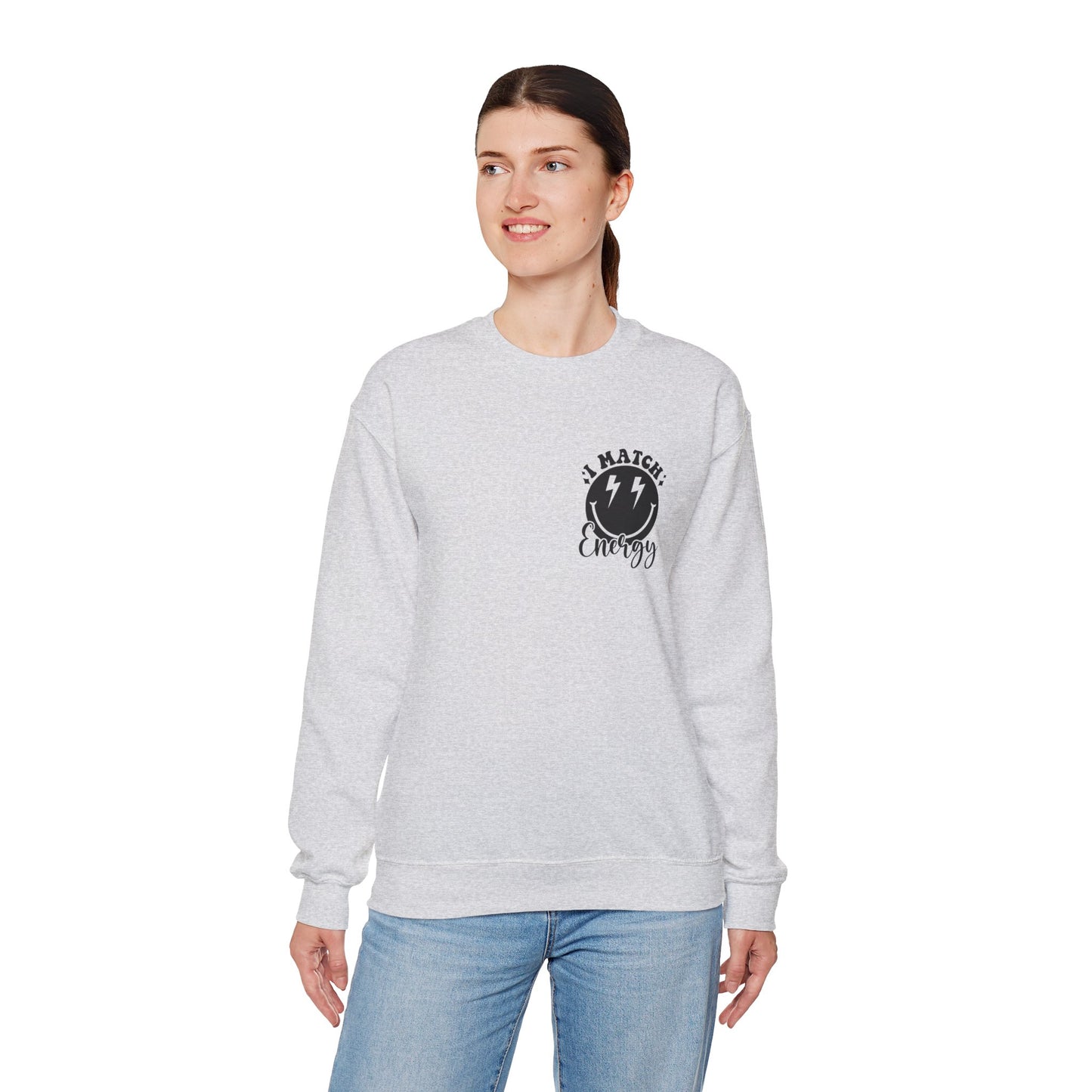 I match Energy Heavy Blend™ Crewneck Sweatshirt Front and Back