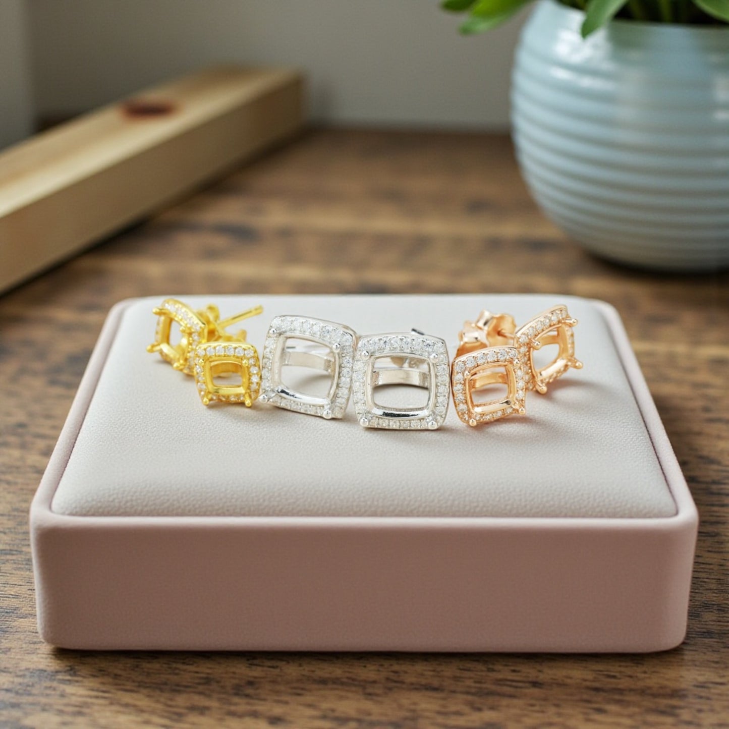 Square Sterling Silver Earrings.