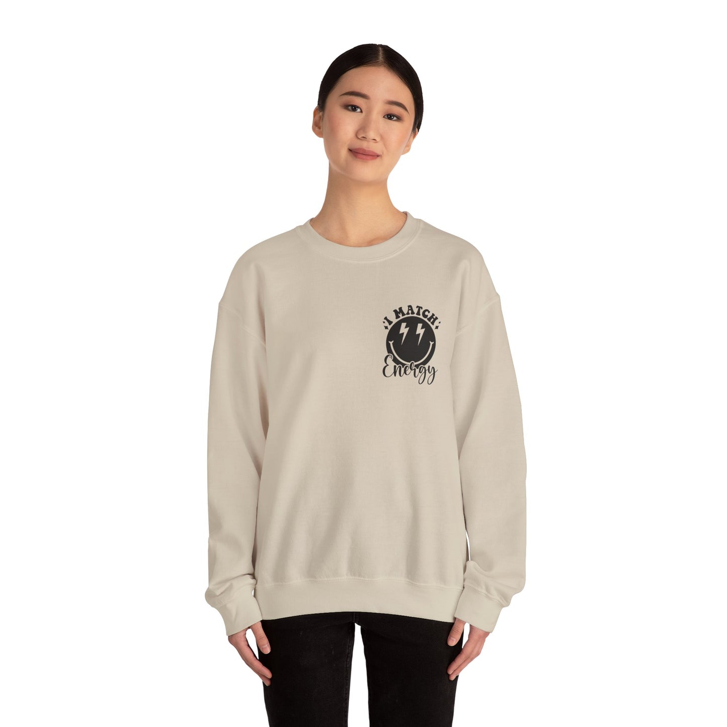 I match Energy Heavy Blend™ Crewneck Sweatshirt Front and Back