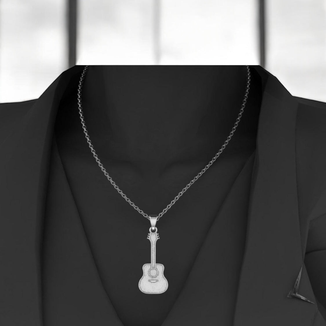 Guitar Sterling Silver Necklace