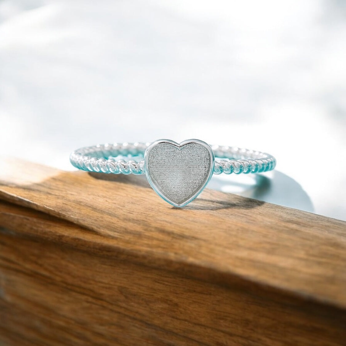 Honor Beaded Heart Sterling Silver Ring