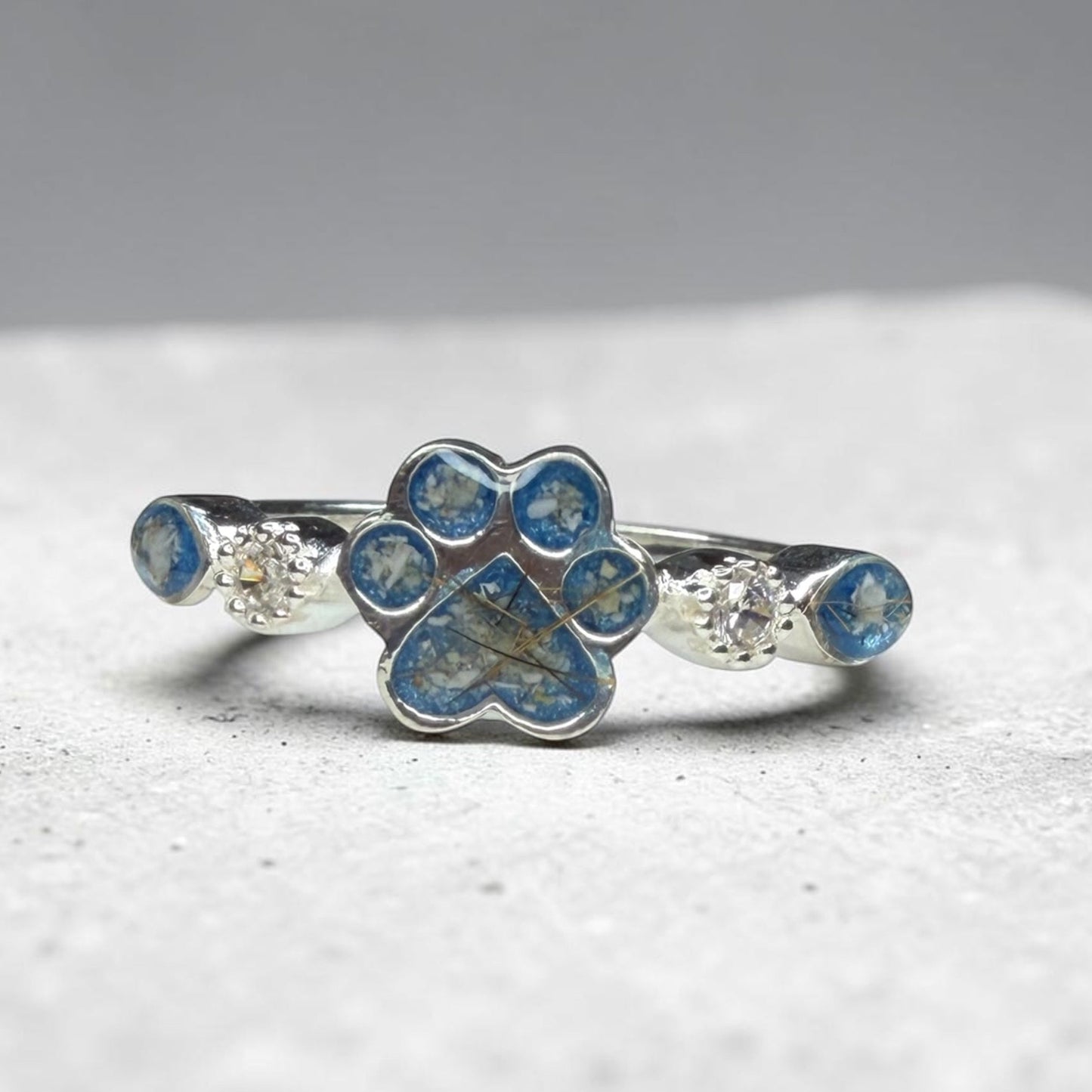Pet Accent Paw Print Sterling Silver Ring