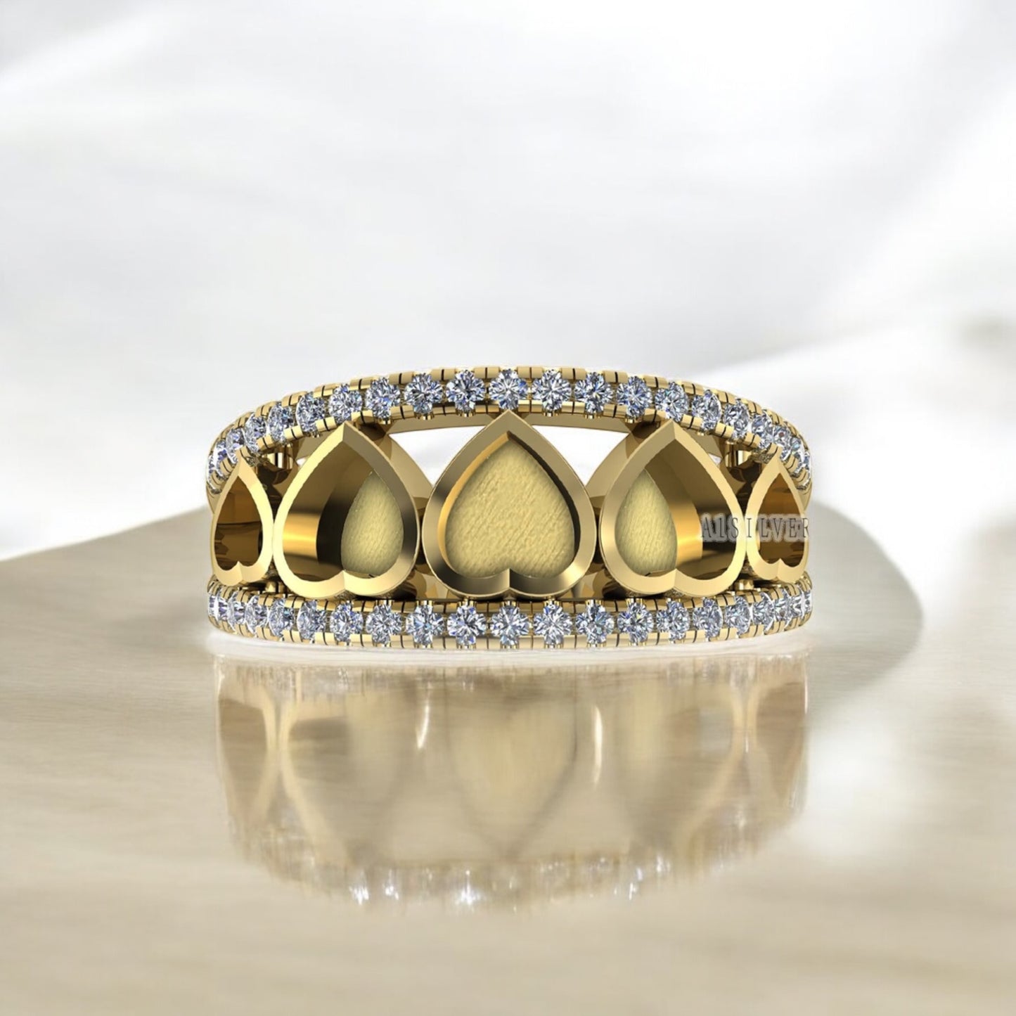 Heart Band Sterling Silver Ring