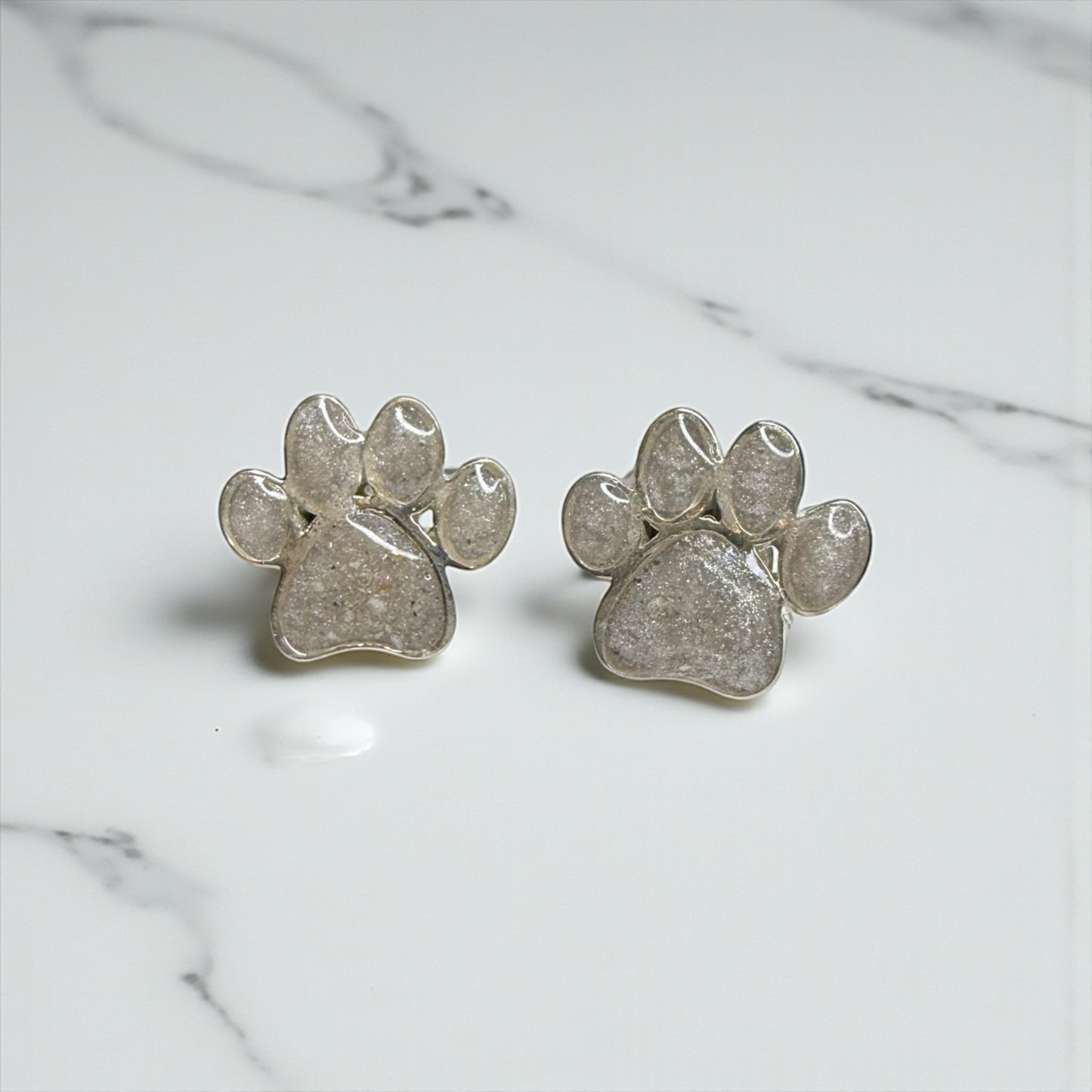 Paw Print Sterling Silver Earrings.