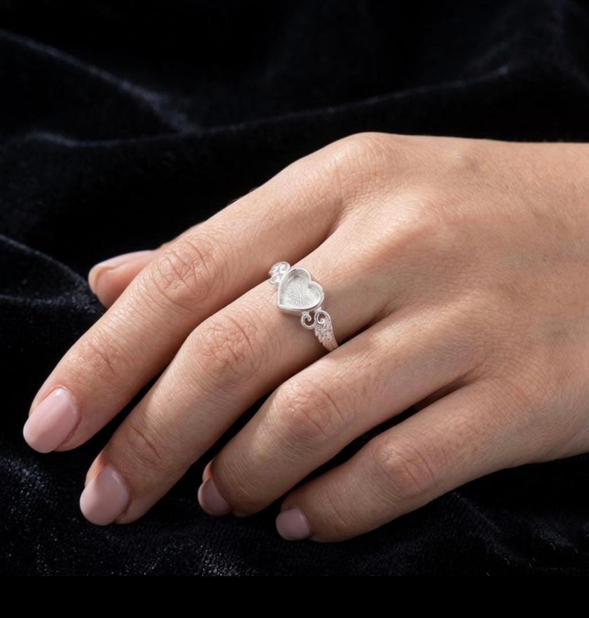 Heart Angel Wing Sterling Silver Ring