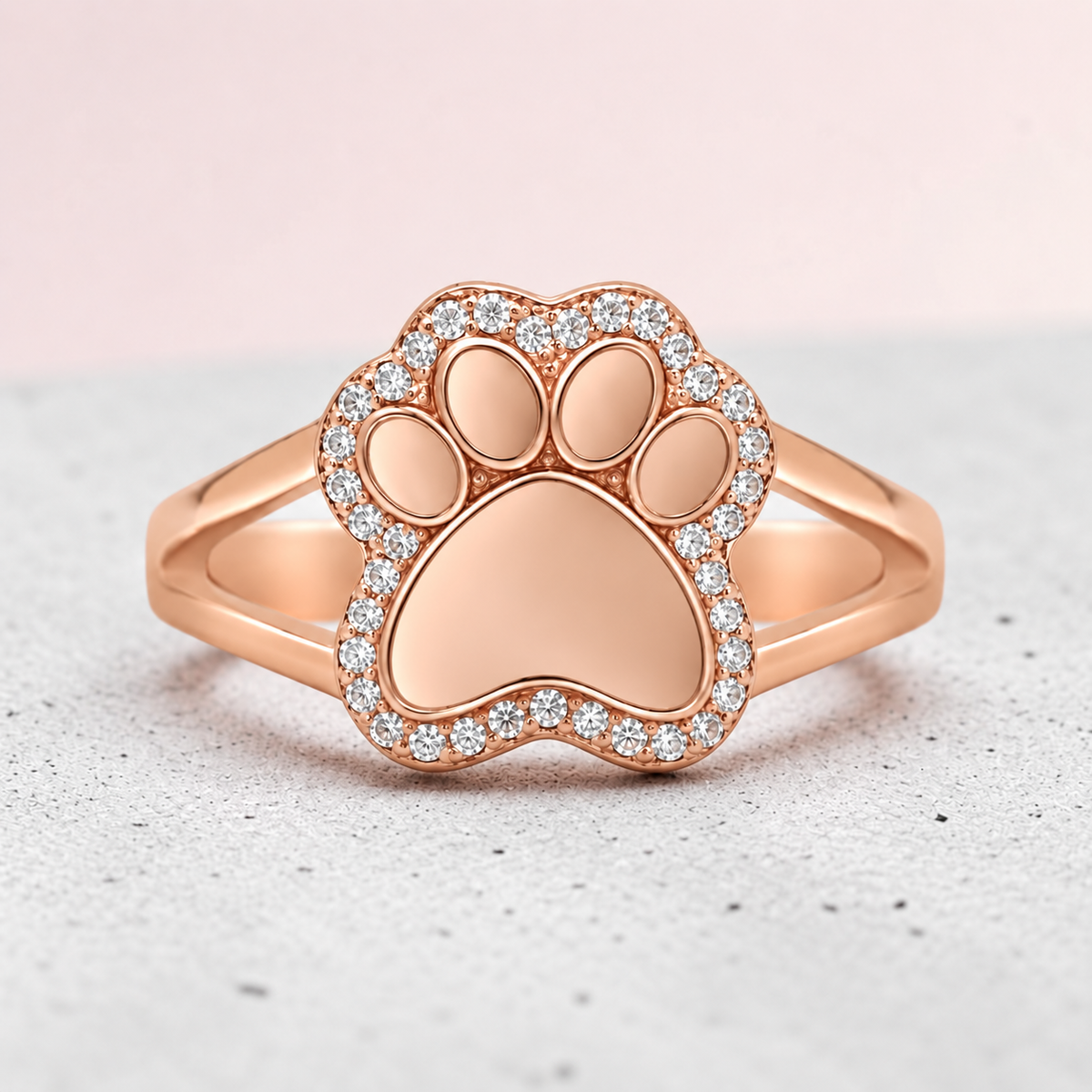 Paw Print Double Band Sterling Silver Ring