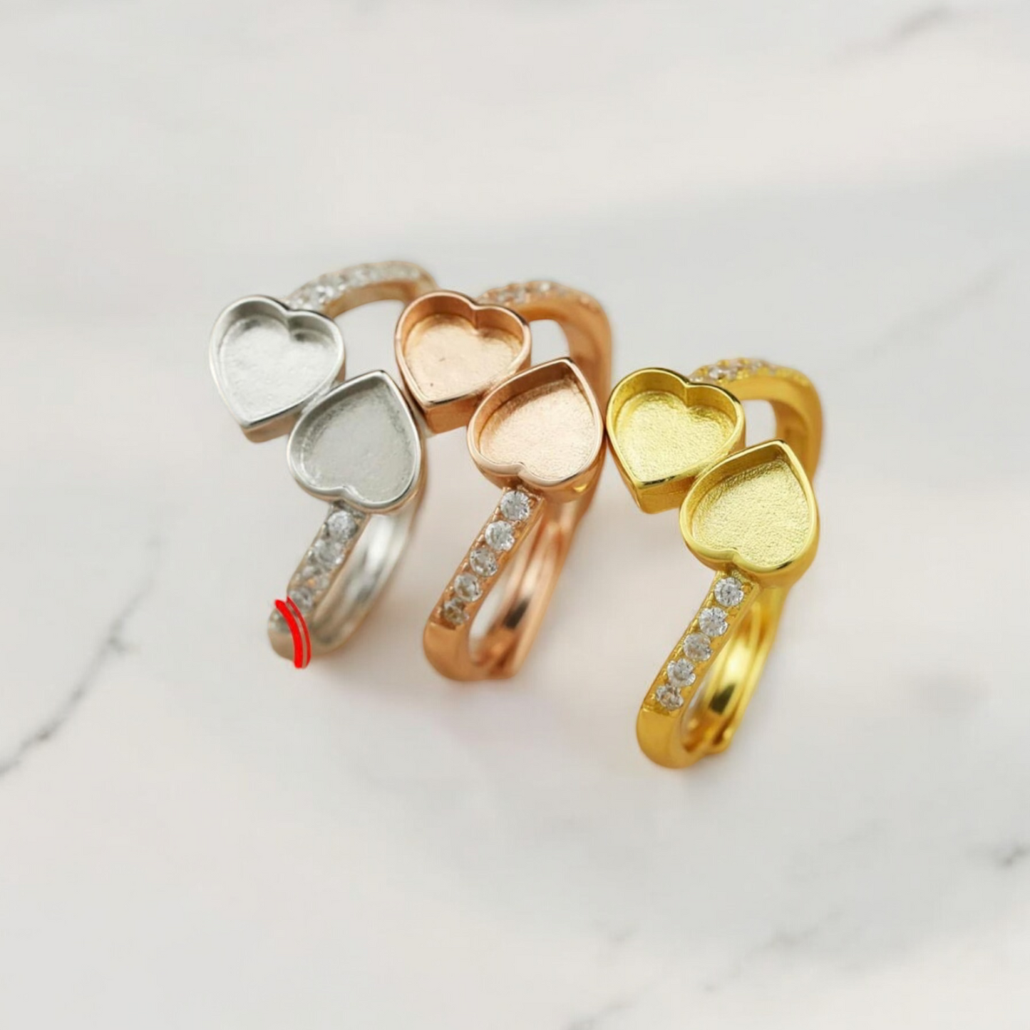 Harmony Double Heart Sterling Silver Ring