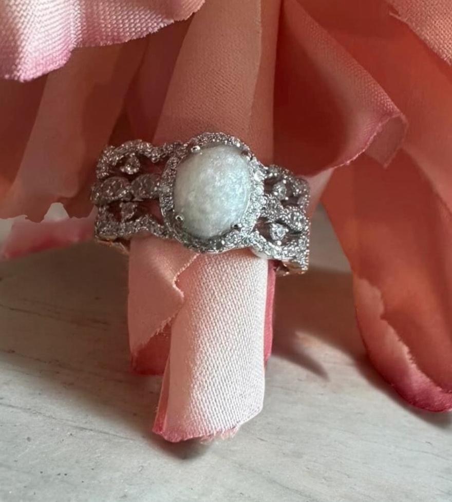 Ocean + Double Accent Band Sterling Silver Ring