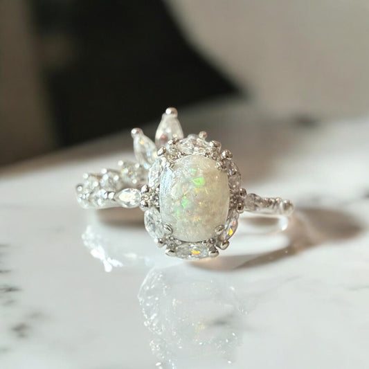 Onyx + Crown Band Sterling Silver Ring