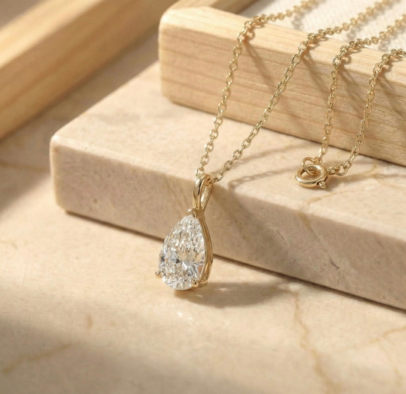 Pear Behind the Stone Necklace