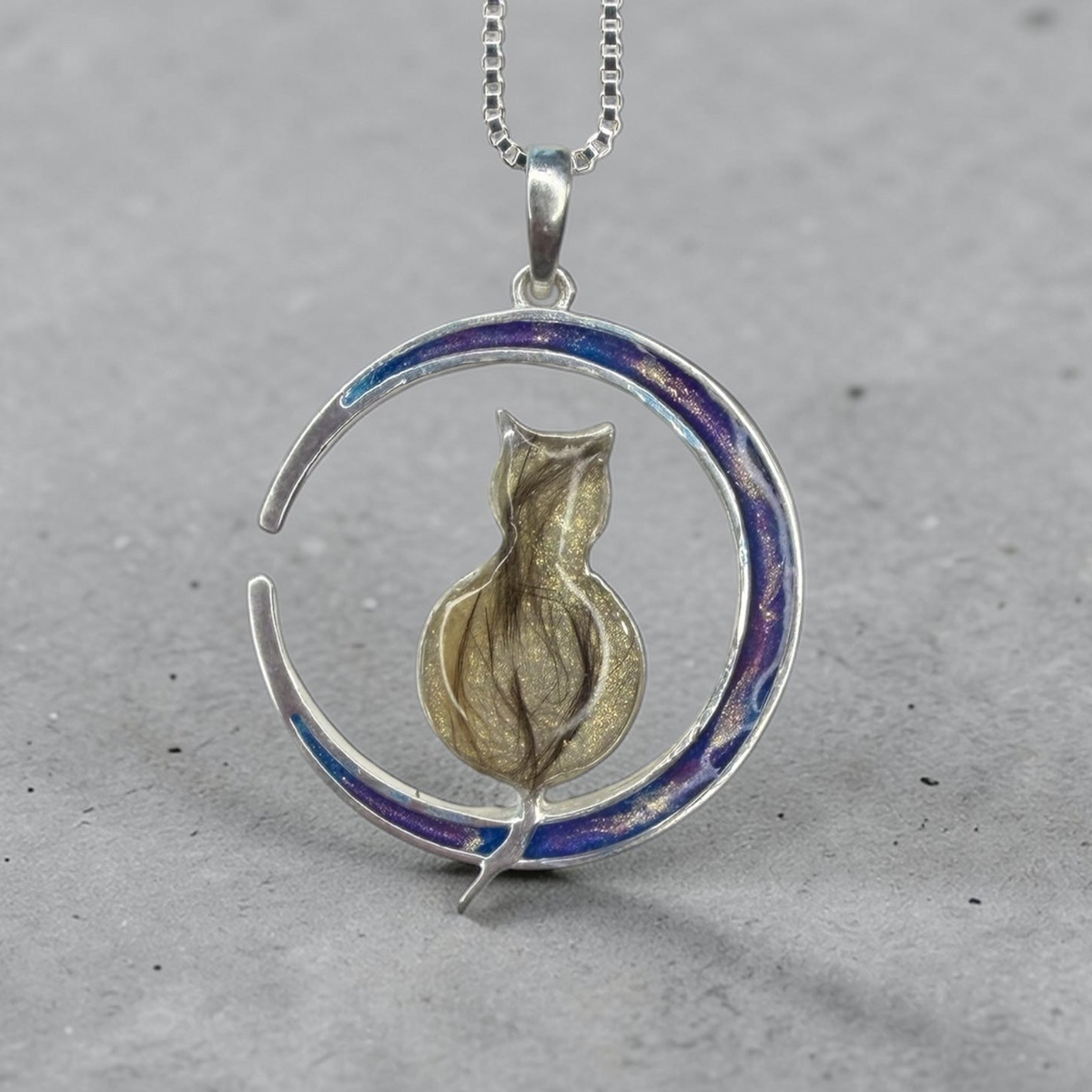 Pet Cat Moon Sterling Silver Necklace