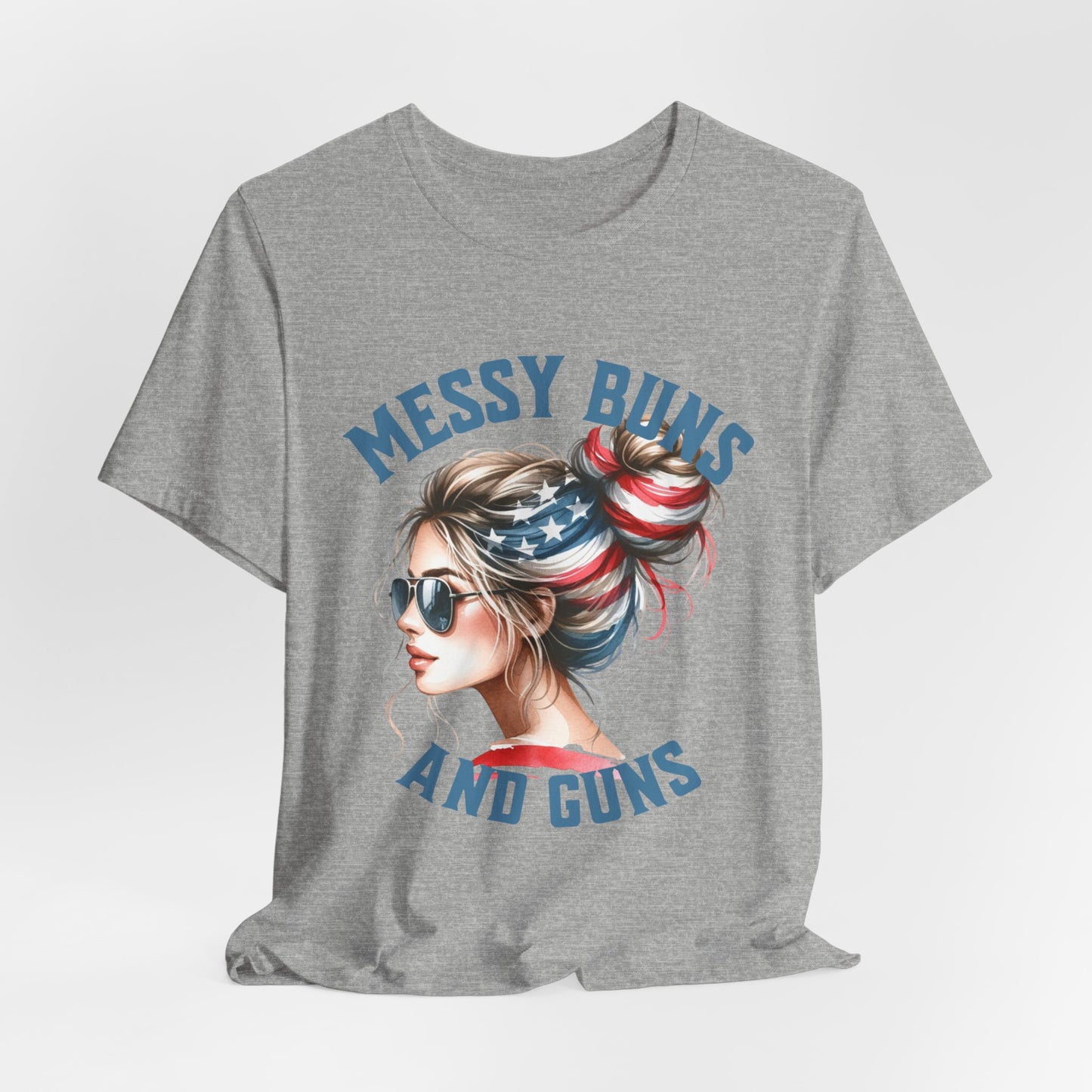 Messy Buns and Guns Jersey Short Sleeve Tee