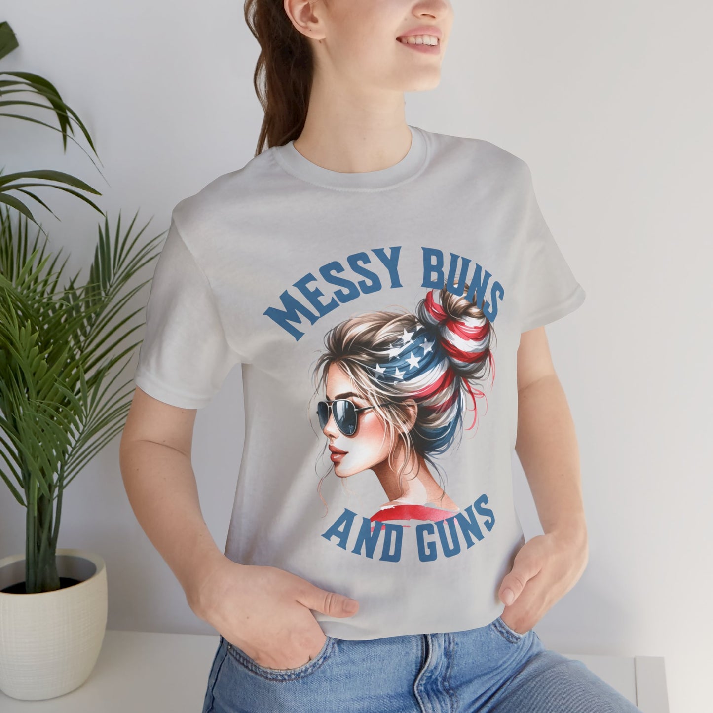 Messy Buns and Guns Jersey Short Sleeve Tee