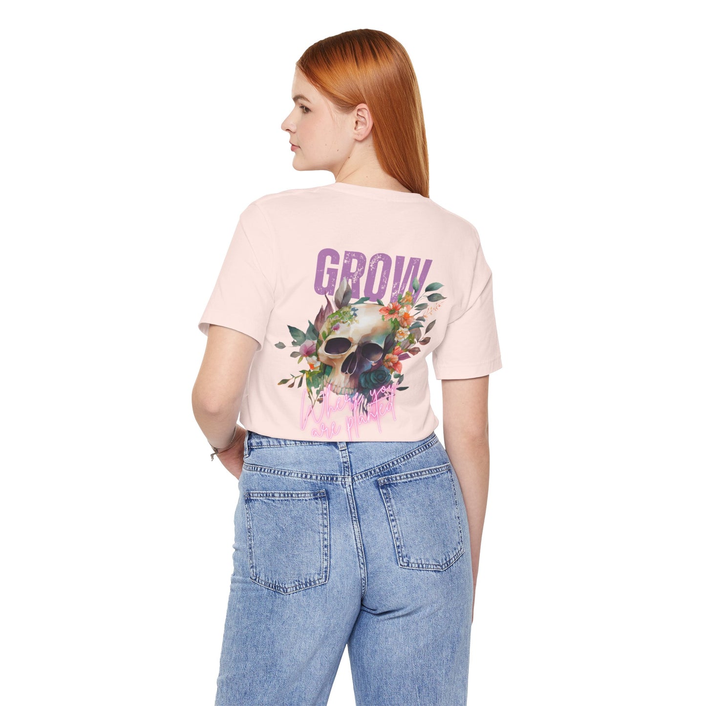 Grow Where You Are Planted Front and Back design Jersey Short Sleeve Tee