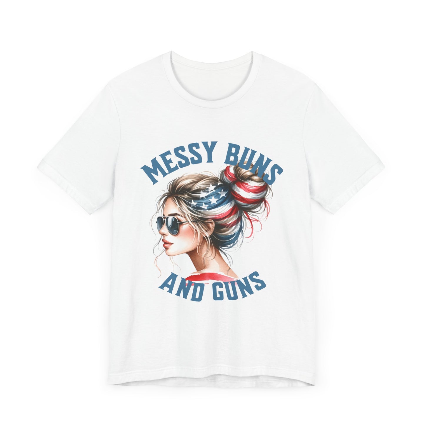 Messy Buns and Guns Jersey Short Sleeve Tee