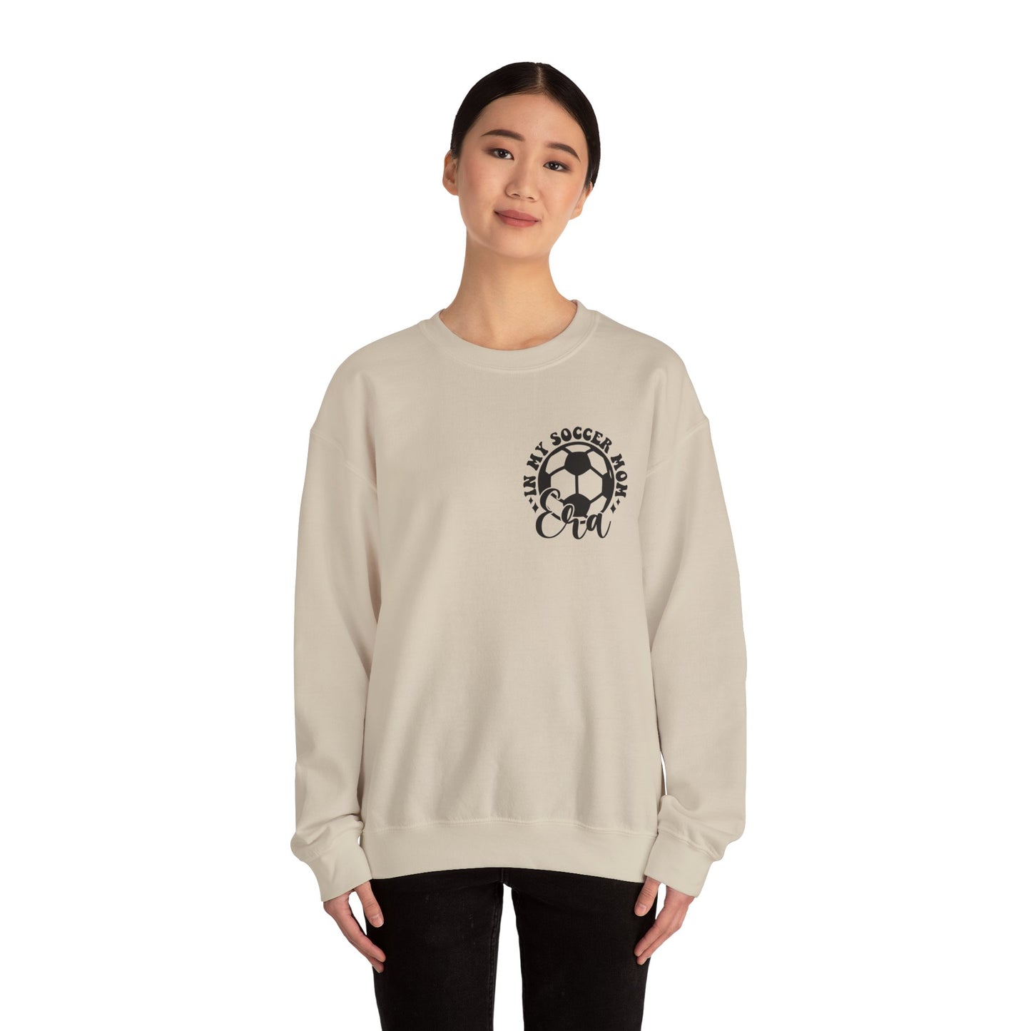 In My Soccer Mom Era Heavy Blend™ Crewneck Sweatshirt Front and Back