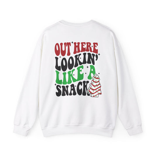 Looking Like A Snack Heavy Blend™ Crewneck Sweatshirt Front and Back