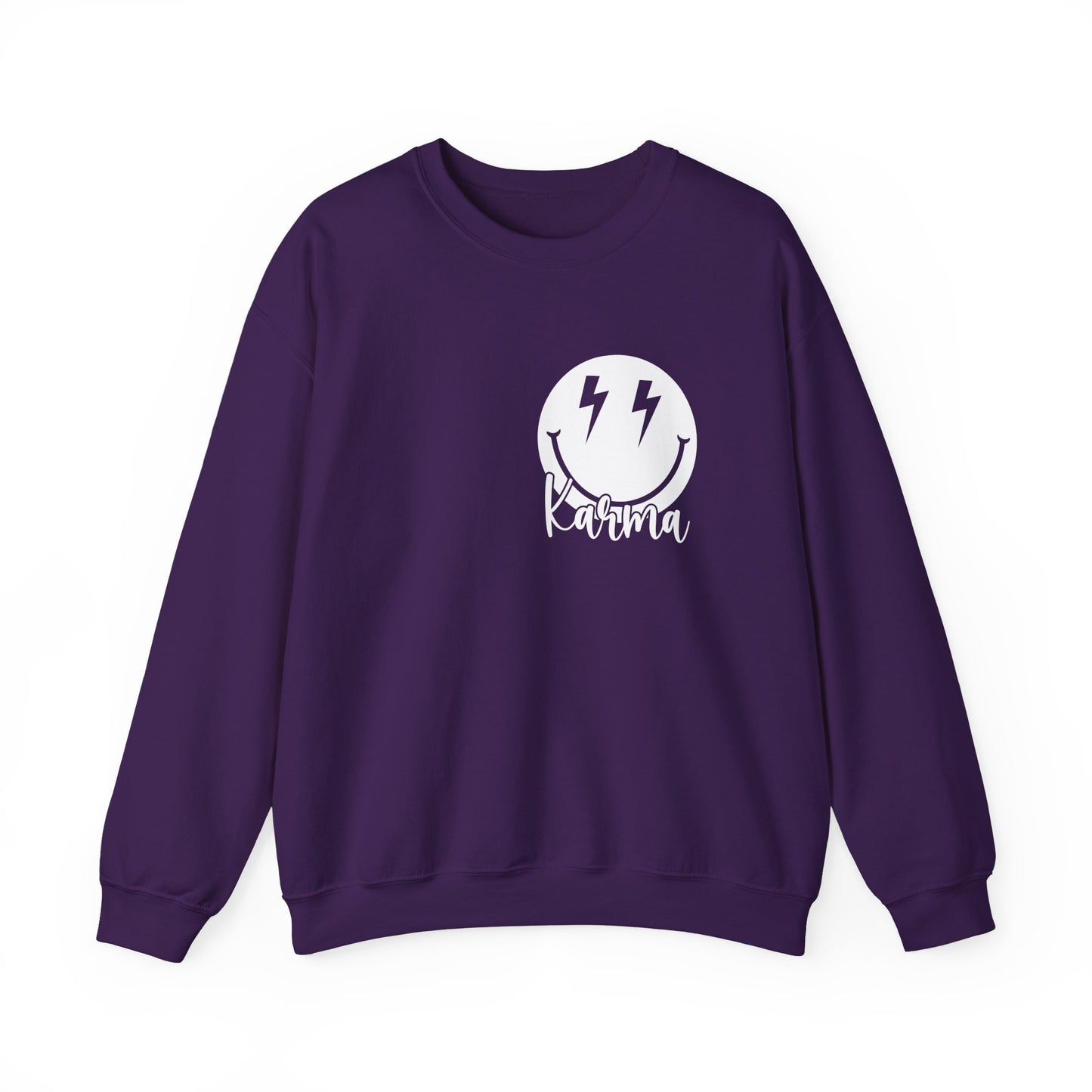 Karma Heavy Blend™ Crewneck Sweatshirt Front and Back