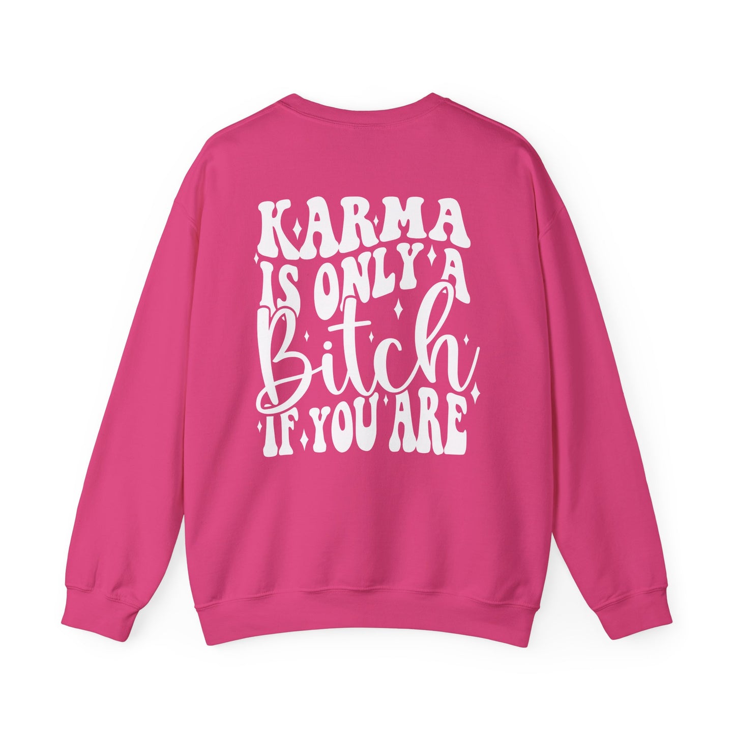 Karma Heavy Blend™ Crewneck Sweatshirt Front and Back