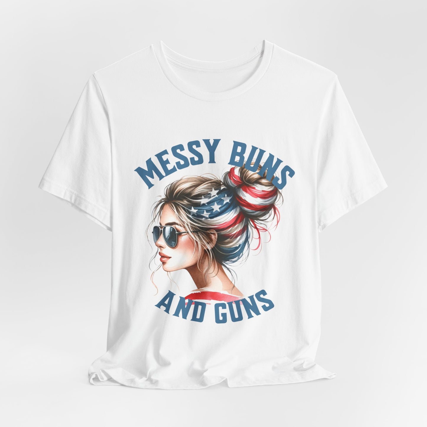 Messy Buns and Guns Jersey Short Sleeve Tee