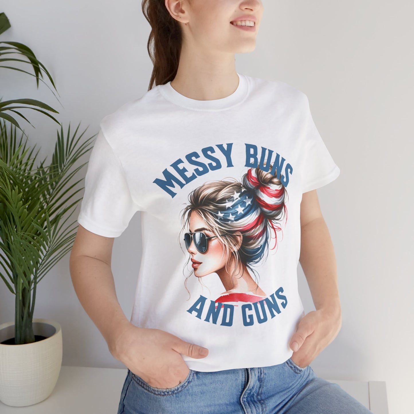 Messy Buns and Guns Jersey Short Sleeve Tee