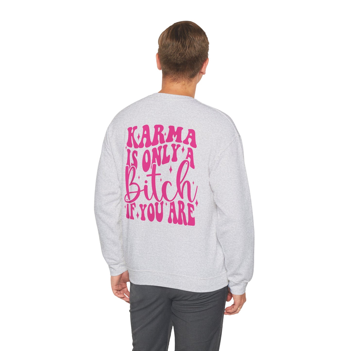 Karma Heavy Blend™ Crewneck Sweatshirt Front and Back