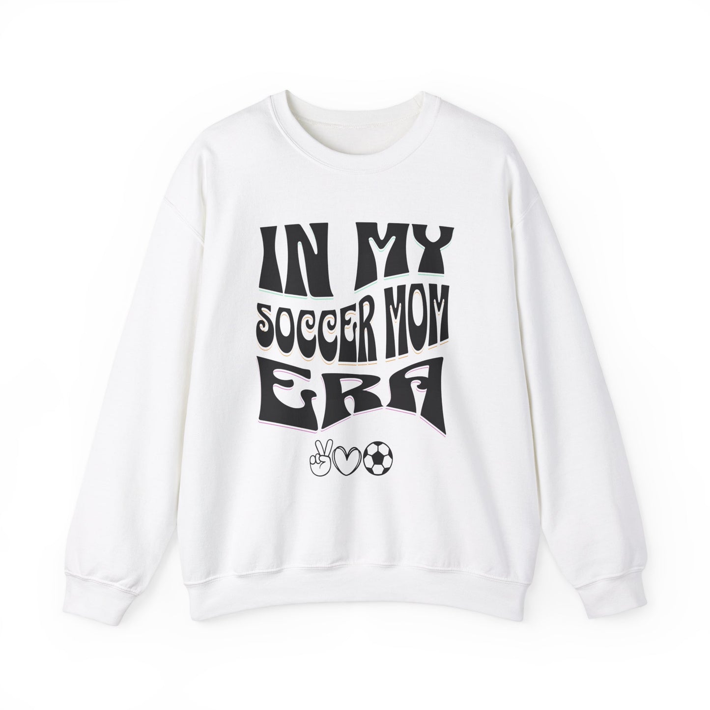 In My Soccer Mom Era Heavy Blend™ Crewneck Sweatshirt Front and Back