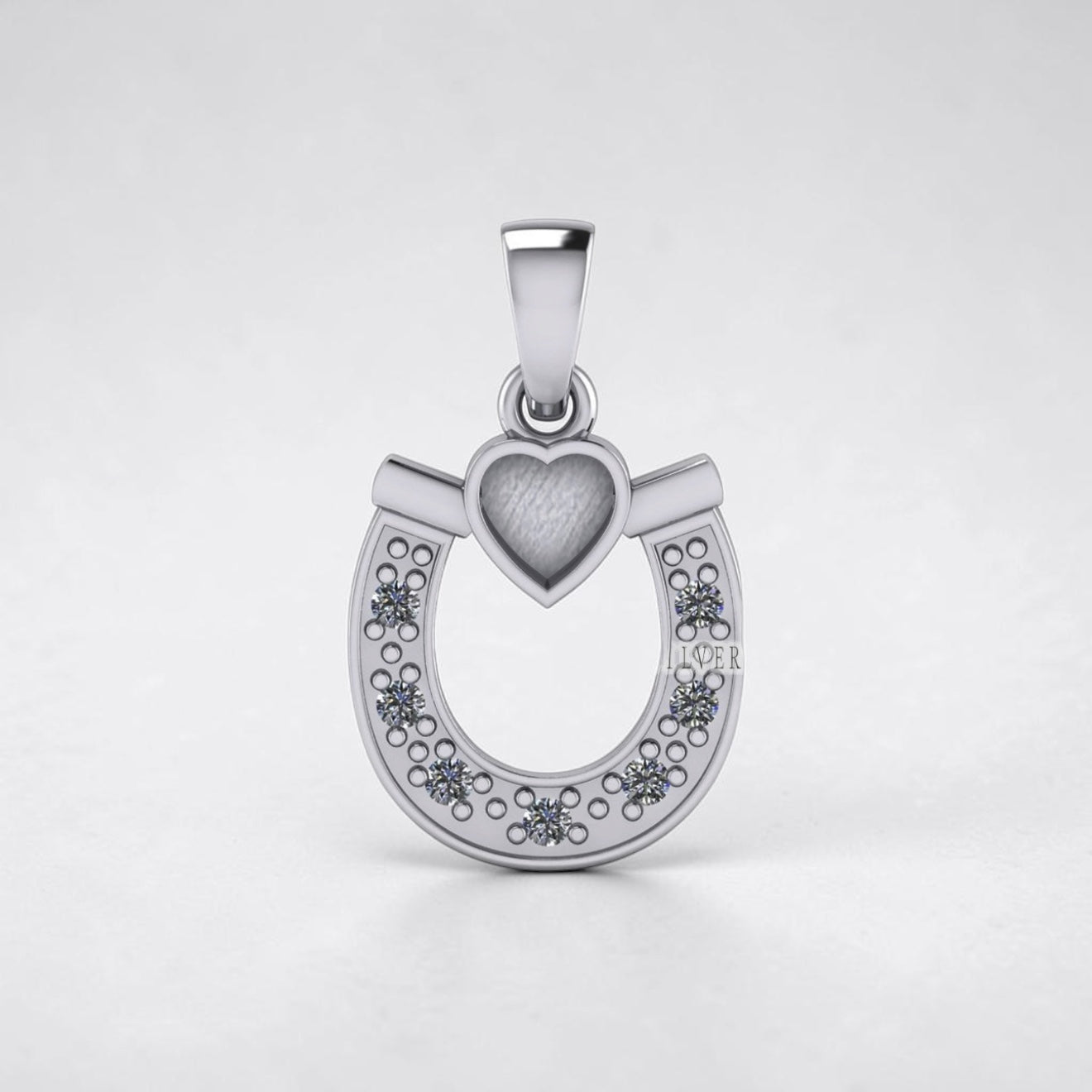 Pet Horseshoe Heart Sterling Silver Necklace