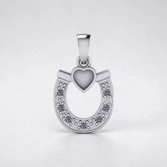 Pet Horseshoe Heart Sterling Silver Necklace