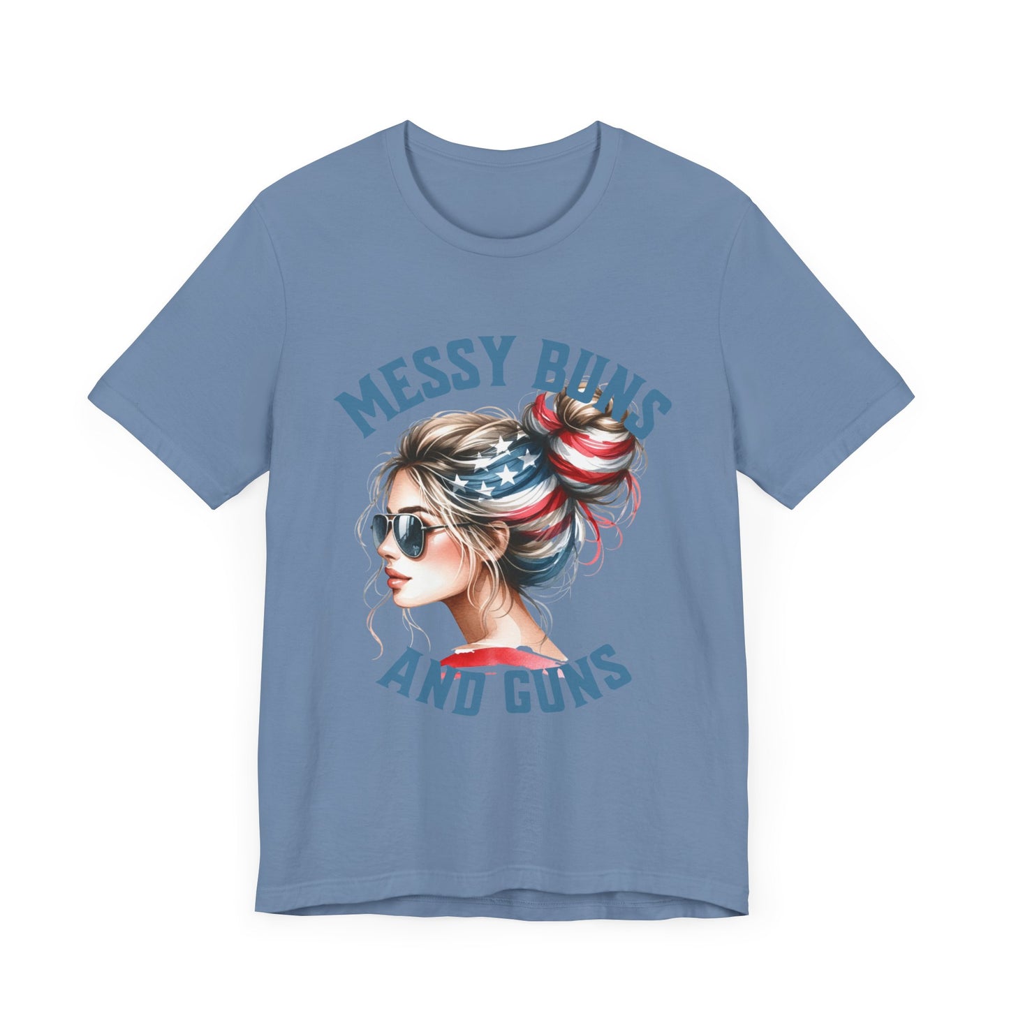 Messy Buns and Guns Jersey Short Sleeve Tee