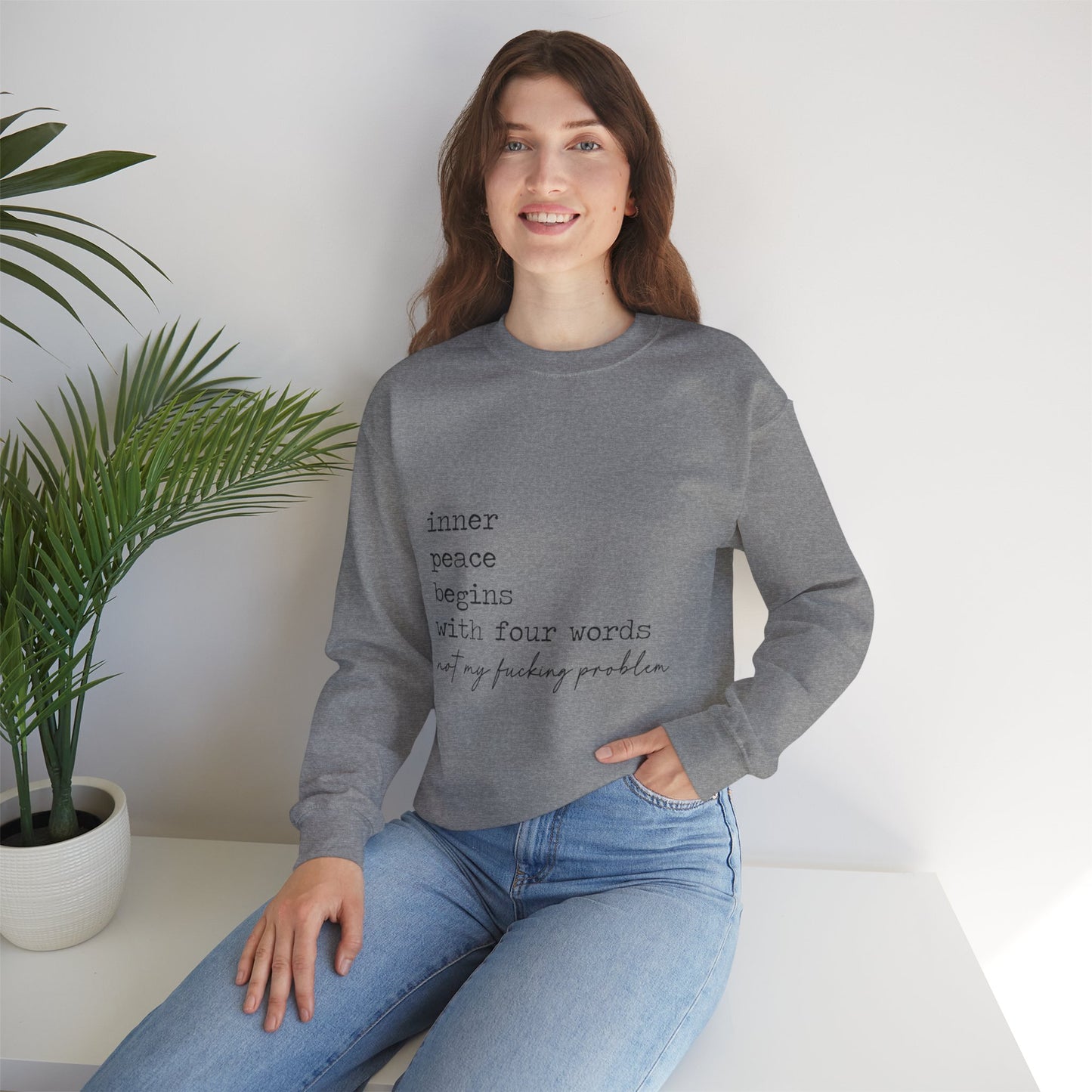 Inner Piece Begins Heavy Blend™ Crewneck Sweatshirt Front and Back