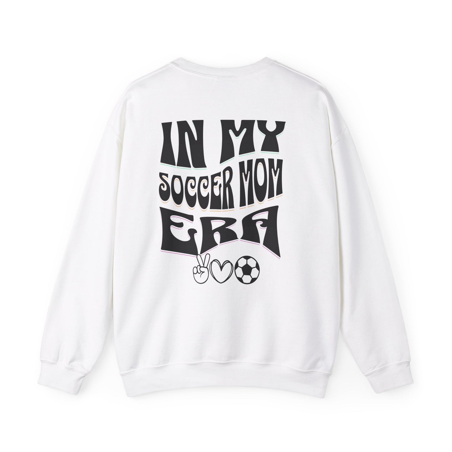 In My Soccer Mom Era Heavy Blend™ Crewneck Sweatshirt Front and Back