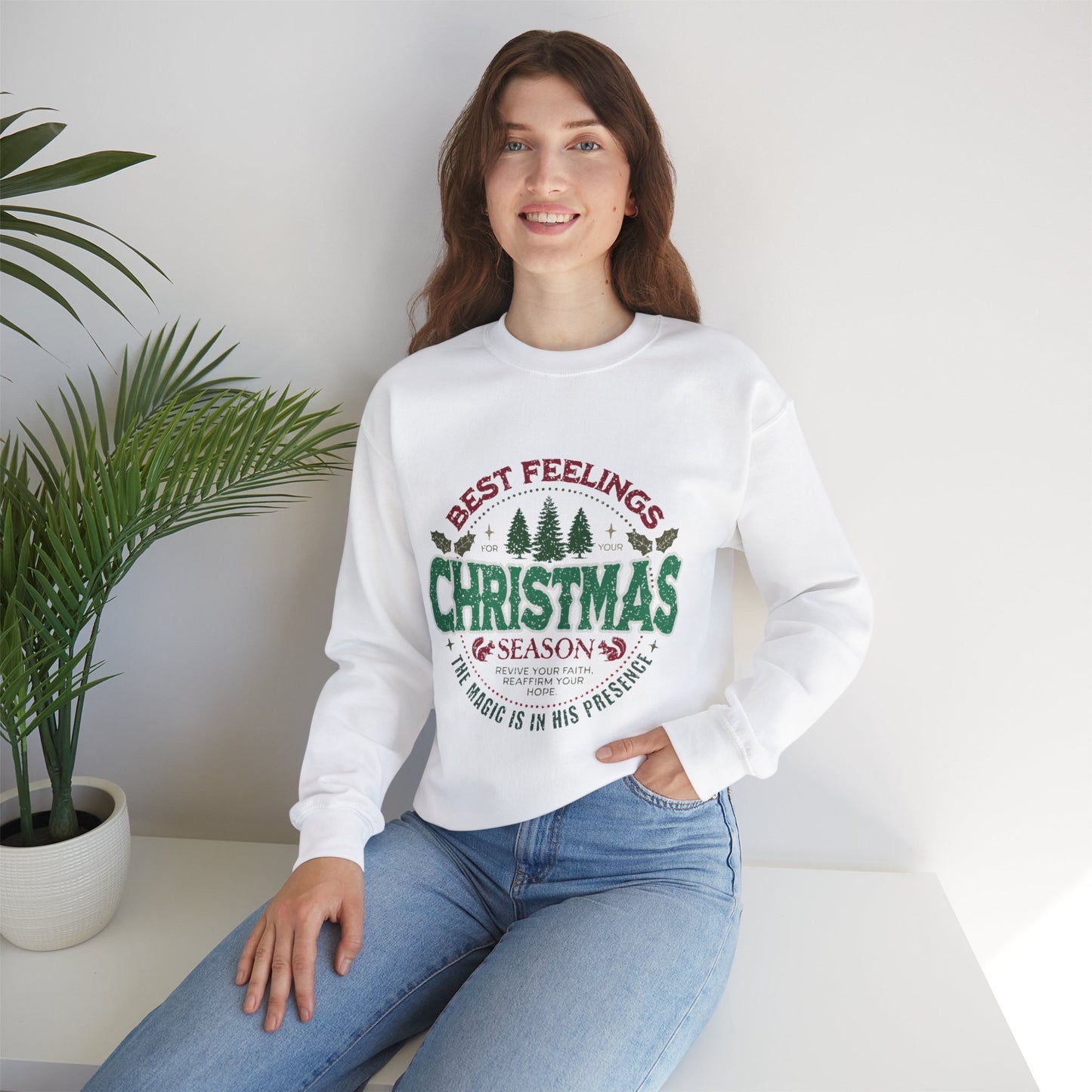 Christmas Heavy Blend™ Crewneck Sweatshirt Front and Back