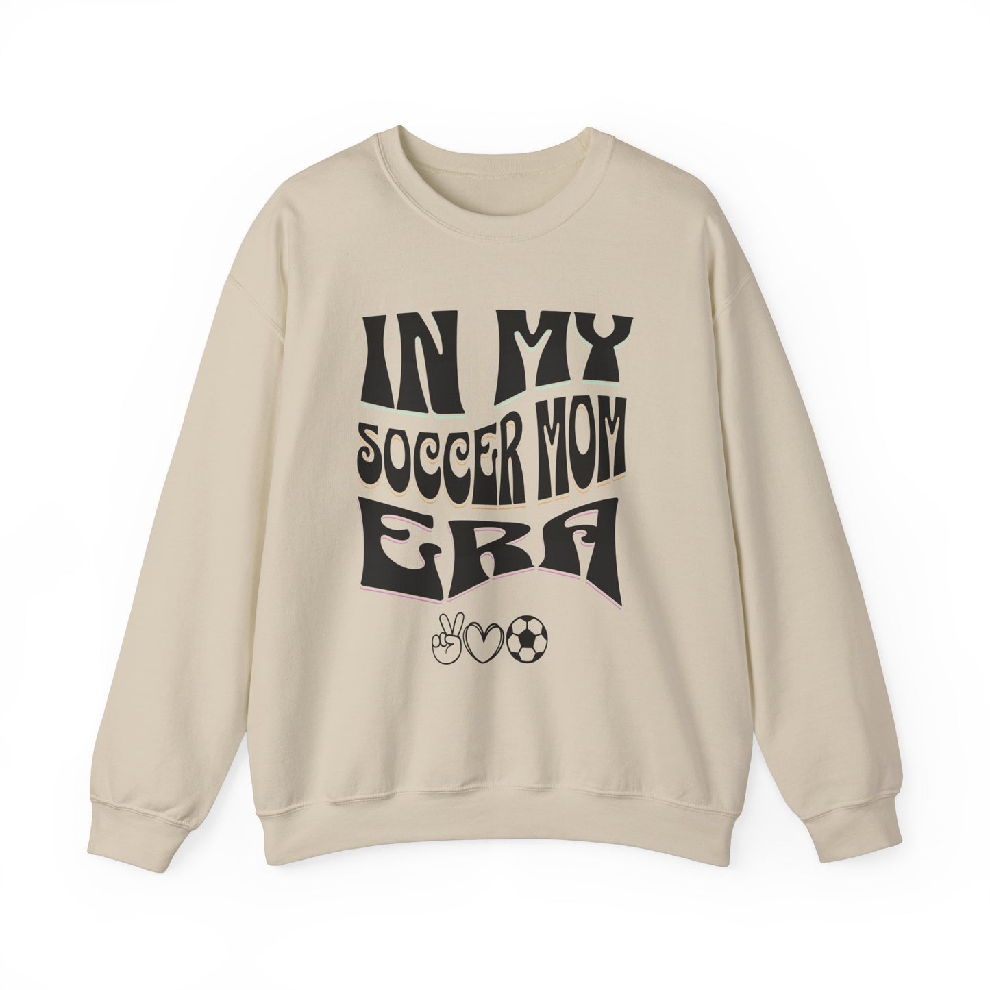 In My Soccer Mom Era Heavy Blend™ Crewneck Sweatshirt Front and Back