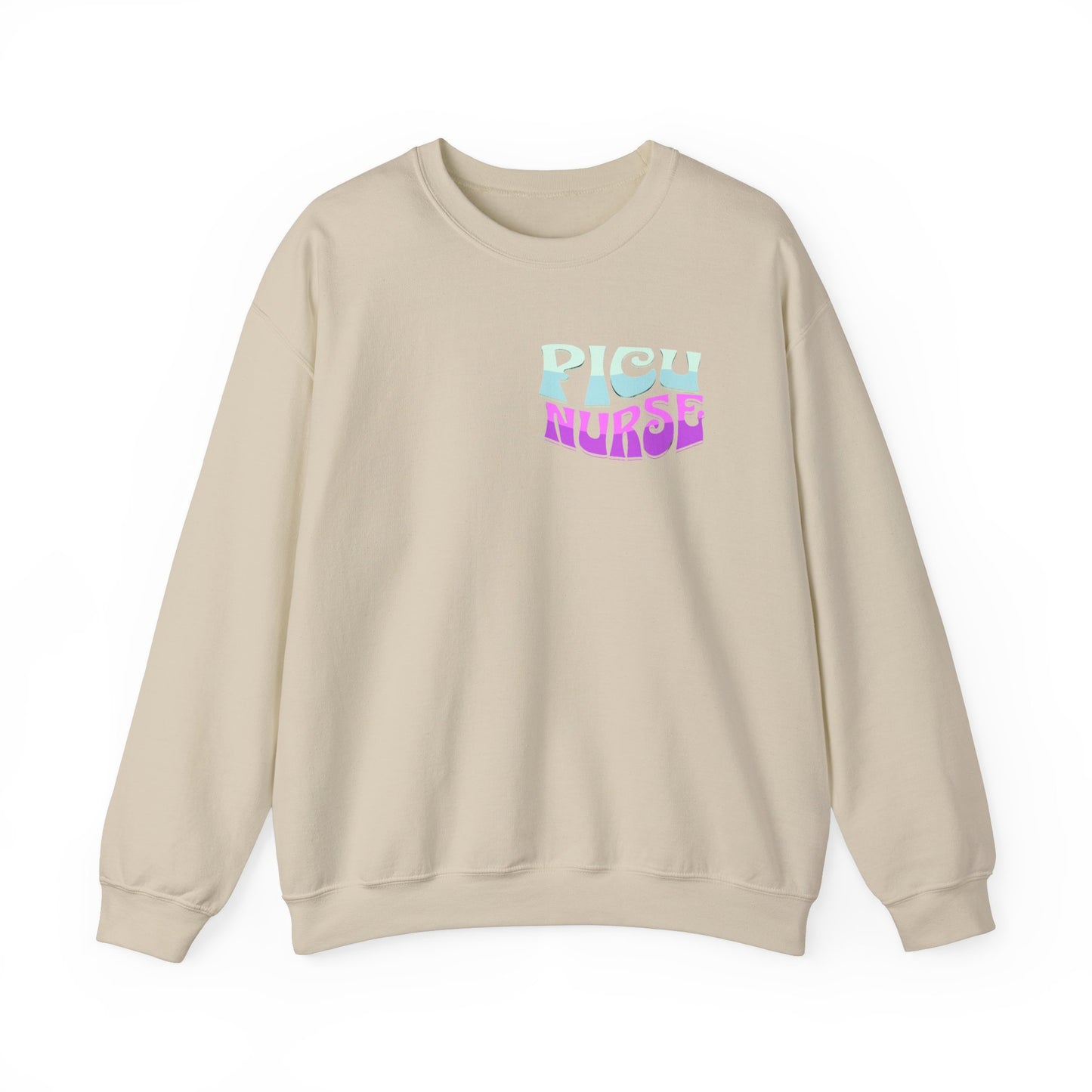 In My PICU Nurse Era Crewneck Sweatshirt Front and Back