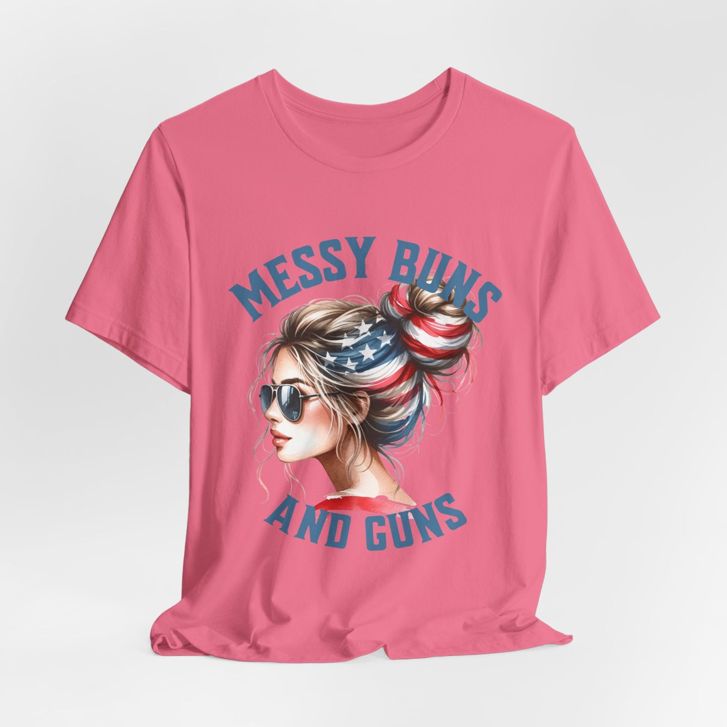 Messy Buns and Guns Jersey Short Sleeve Tee