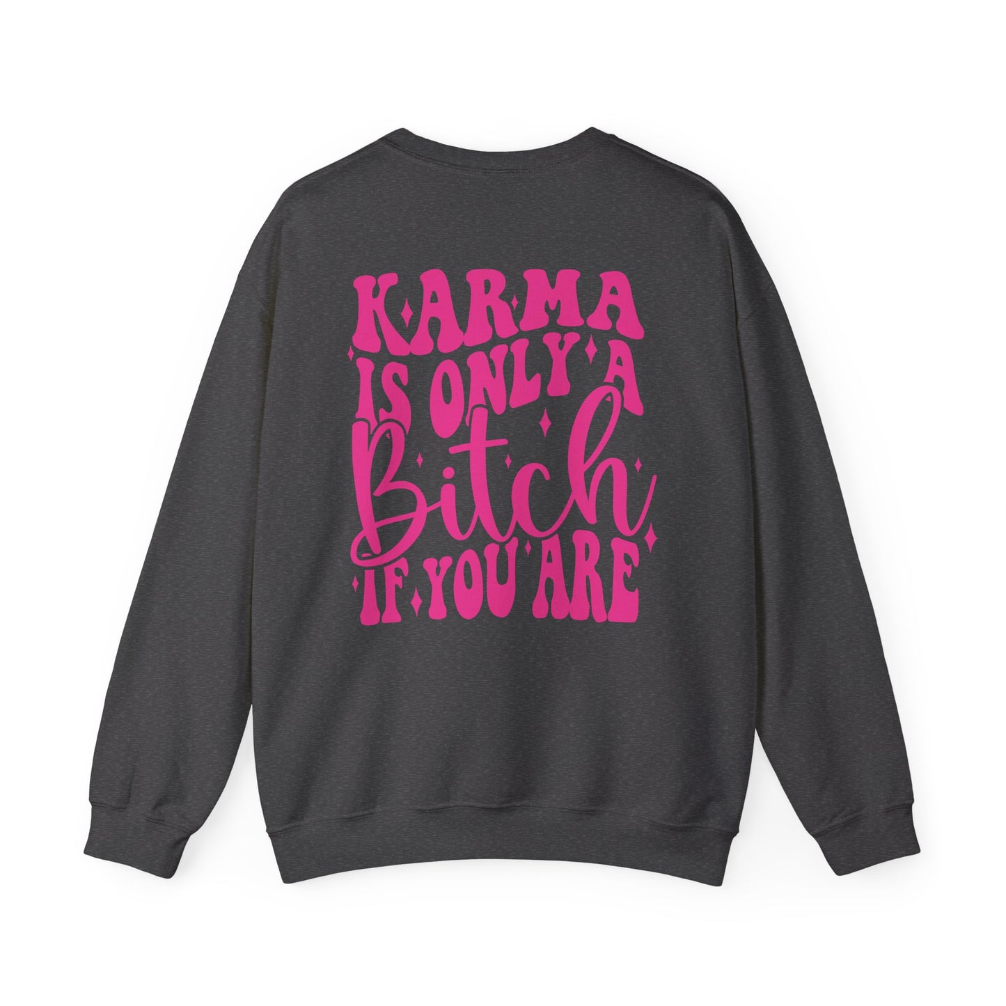 Karma Heavy Blend™ Crewneck Sweatshirt Front and Back