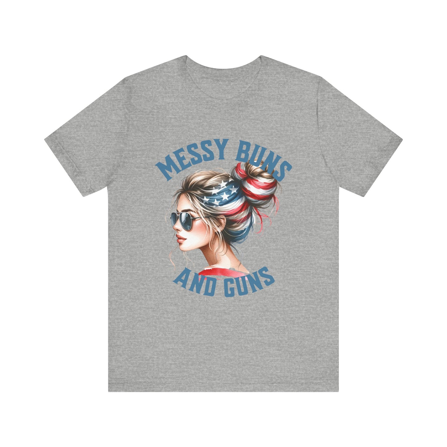 Messy Buns and Guns Jersey Short Sleeve Tee