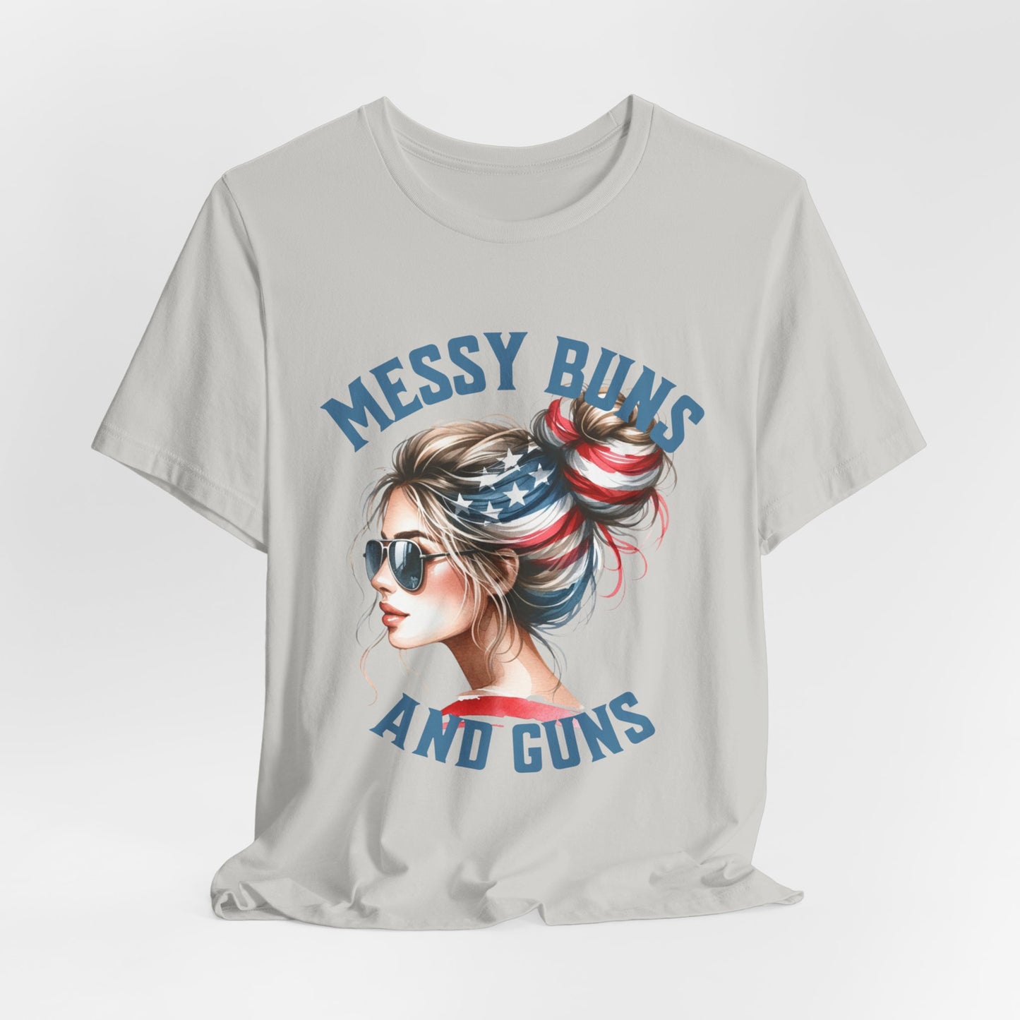 Messy Buns and Guns Jersey Short Sleeve Tee