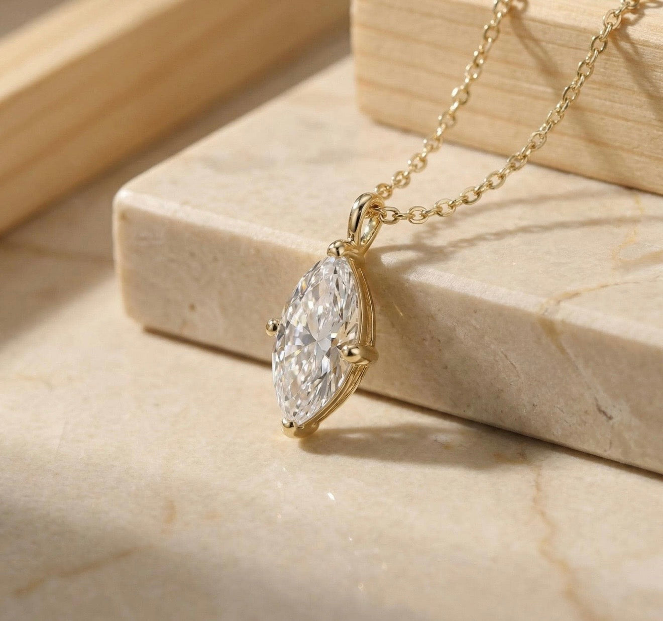 Marquis Behind the Stone Necklace