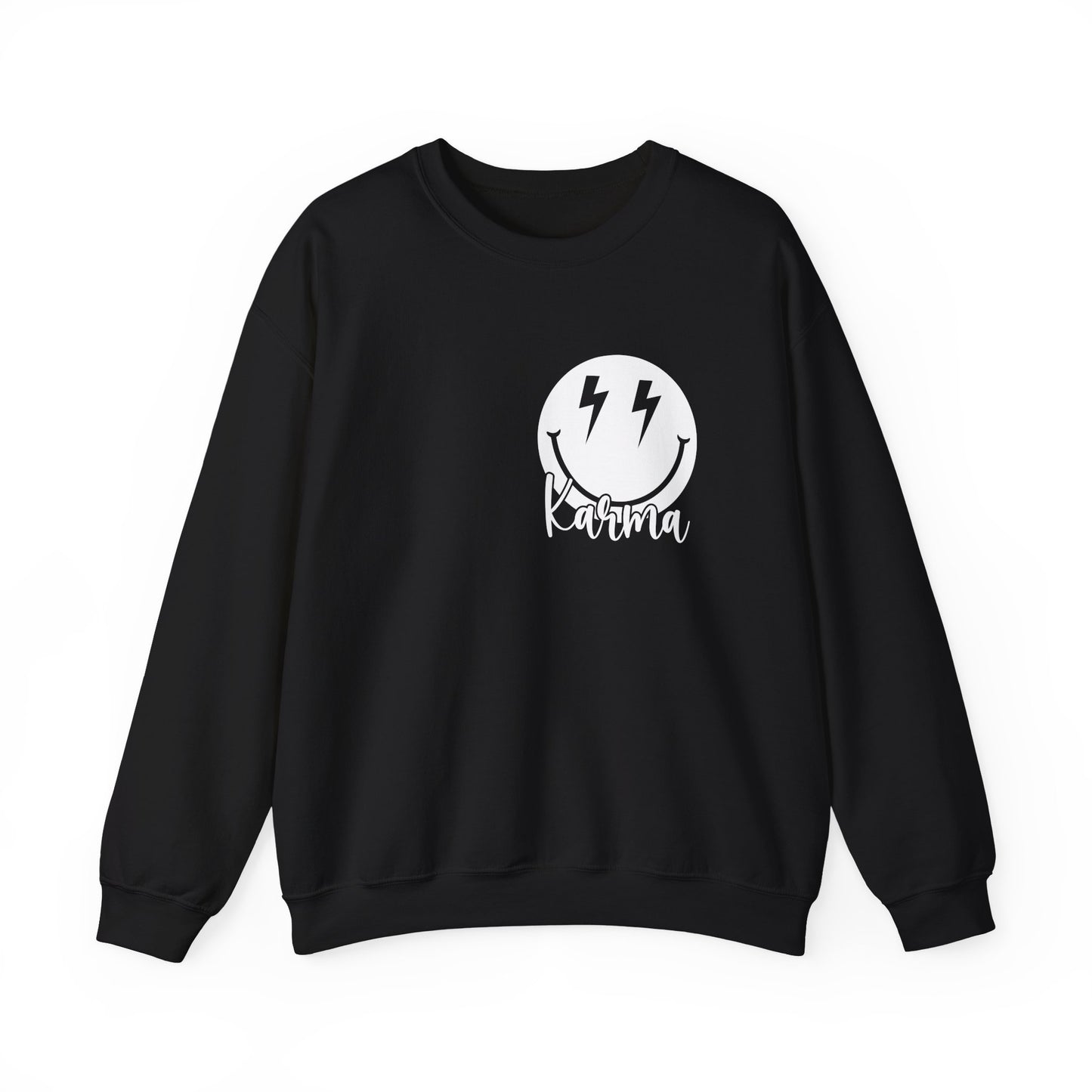 Karma Heavy Blend™ Crewneck Sweatshirt Front and Back