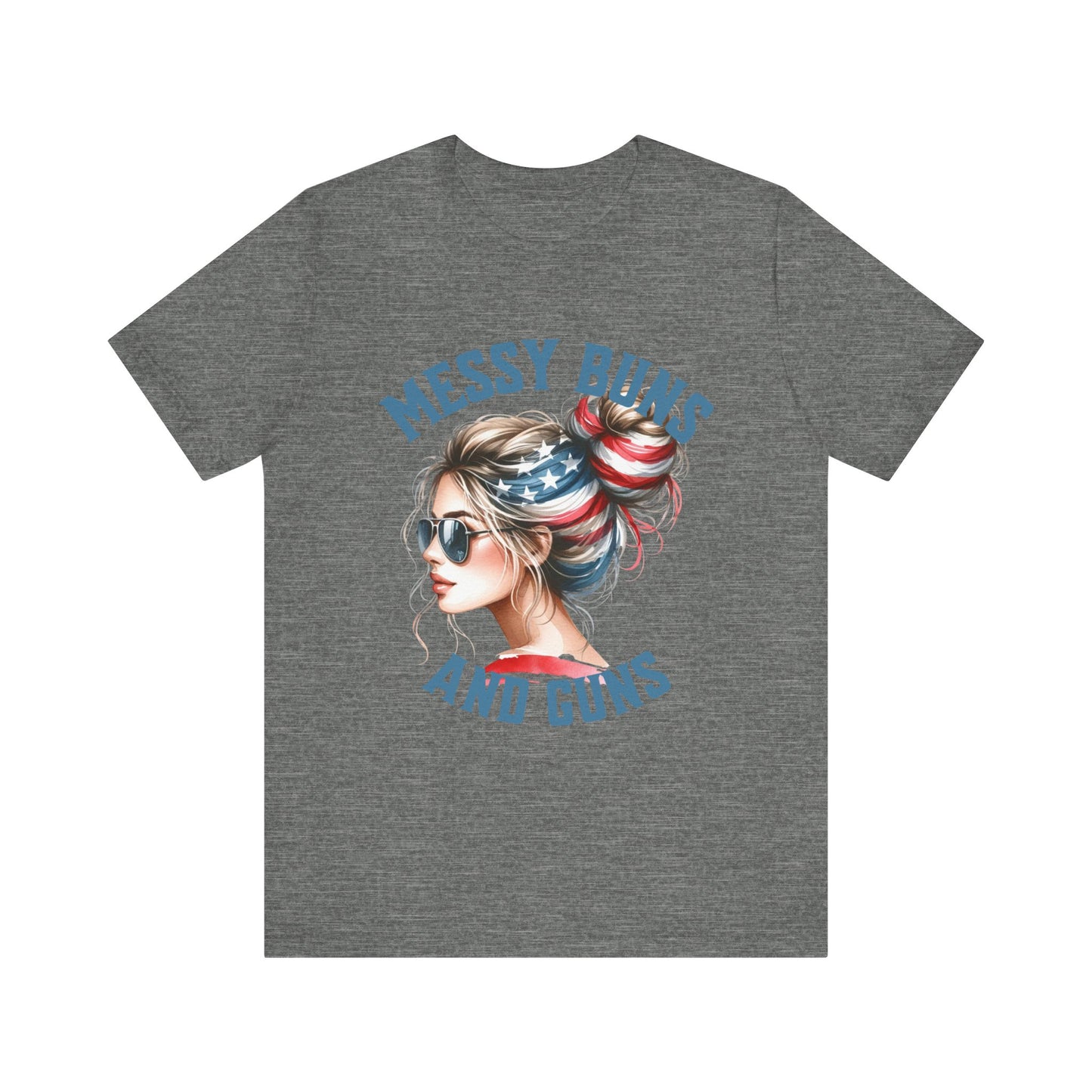 Messy Buns and Guns Jersey Short Sleeve Tee